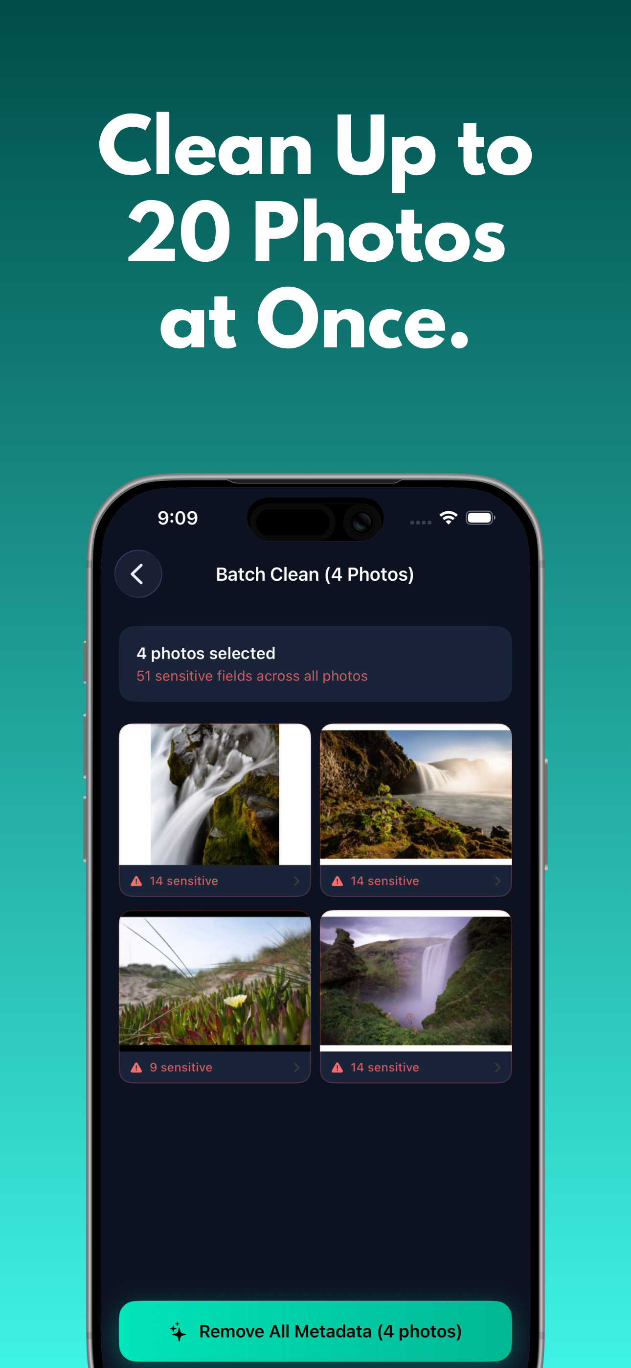 PrivaLens batch clean screen for multiple photos